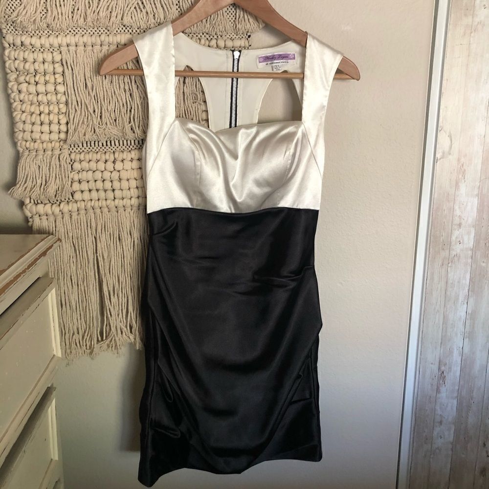 Hailey Logan Black White Satin Dress